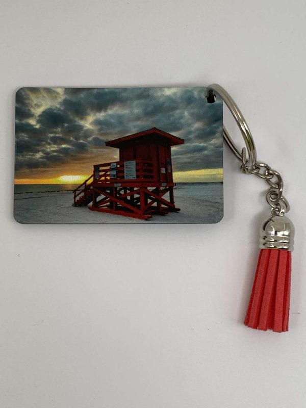 Key Chain with tassle - Siesta Key Red Lifeguard Stand - Image 2