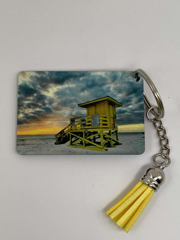 Key Chain with tassle - Siesta Key Yellow Lifeguard Stand - Image 2