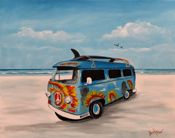 My Hippy Van On The Beach