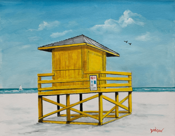 Yellow Lifeguard Stand - Siesta Key Florida