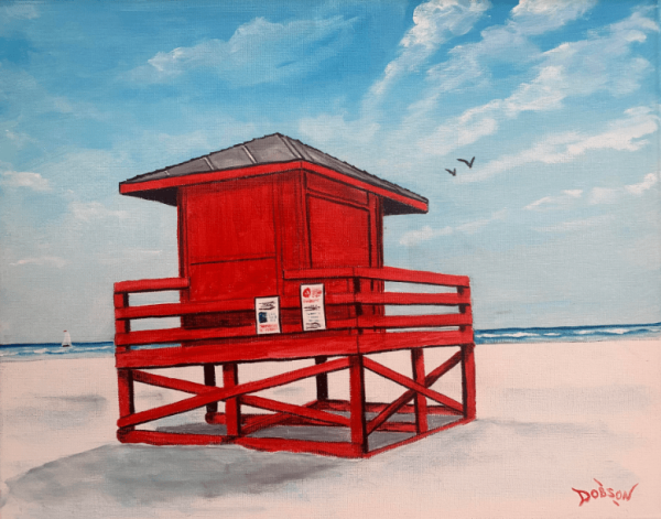 Red Lifeguard Stand - Siesta Key