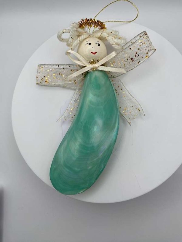 Green Shell Angel Ornament