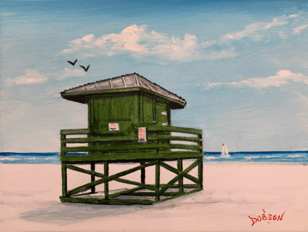 Green Lifeguard Stand On Siesta Key Beach