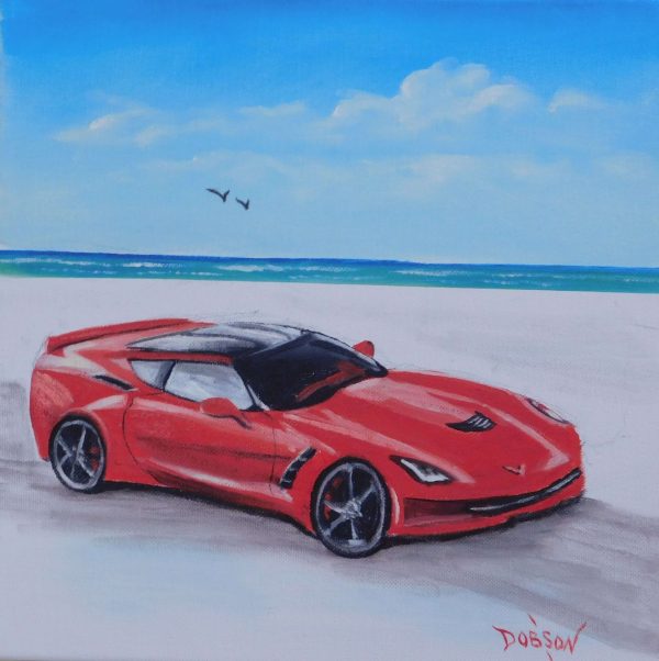 2015 Red Corvette Zo6 On The Beach