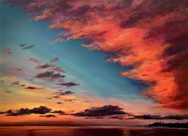 Sunset on Fire - acrylics on canvas, 16x20