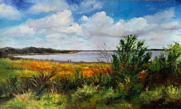 Myakka Last Flowering Tickseed Blooms - 7x12, Acrylics on panel