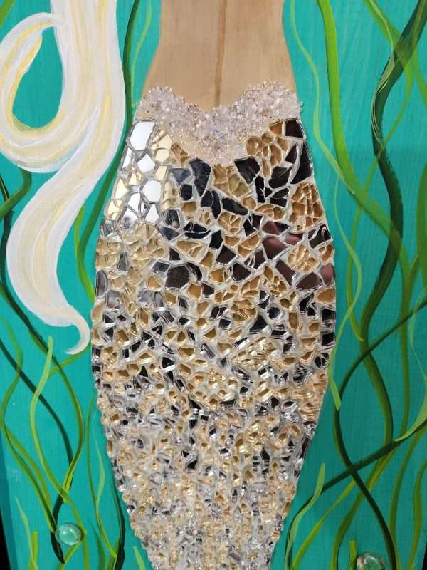 Blonde mermaid on 4 foot wood - Image 3