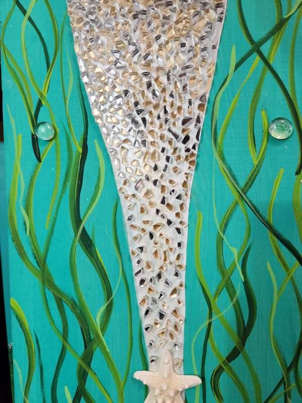 Blonde mermaid on 4 foot wood - Image 4