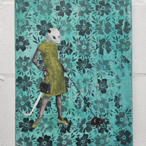 Possum with Tick Mixed Media Painting by Gianna Pergamo