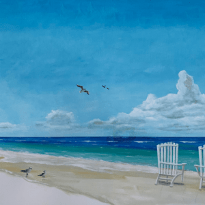 Our Beach With Two Adirondack chairs