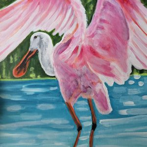 Spoonbill Crane Acrylic Painting - Original