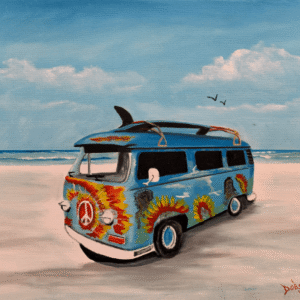 My Hippy Van On The Beach