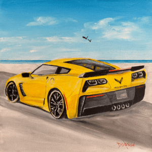 2015 Yellow Corvette Z06 On The Beach