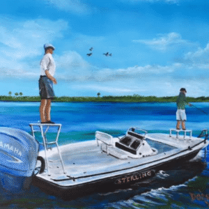 Two Guys Fishing In A Sterling Fishing Boat