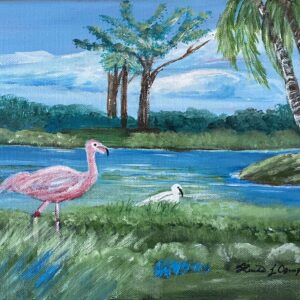 Flamingo and Friend 9"x12"