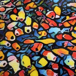Koi Pond Abstract Printed on Acrylic Board