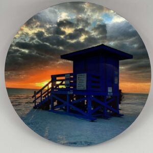 Siesta Key Blue Lifeguard Stand - Round Hardboard Coaster