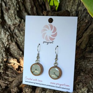Handmade Wooden Earrings with Darkroom-Printed "Contemplation" Photograph