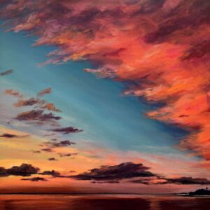 Sunset on Fire - acrylics on canvas, 16x20