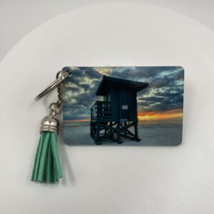 Key Chain with tassle - Siesta Key Green Lifeguard Stand