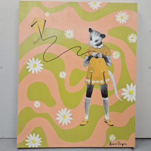 Possum with Kite Mixed Media Painting by Gianna Pergamo