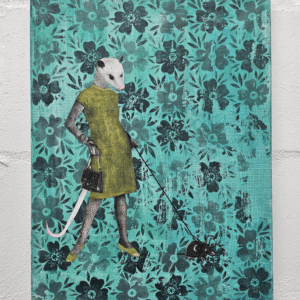 Possum with Tick Mixed Media Painting