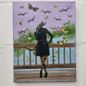 Newt Lady Mixed Media Painting