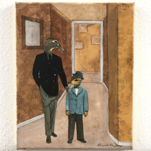 Office Ducks Mixed Media Painting