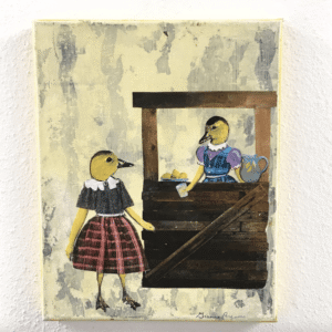 Lemonade Ducks Mixed Media Painting