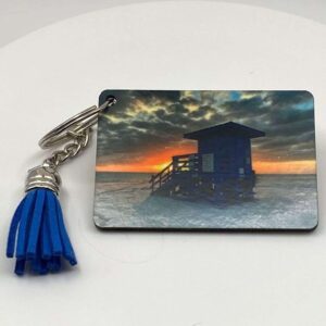 Key Chain with tassle - Siesta Key Blue Lifeguard Stand