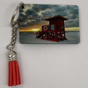 Key Chain with tassle - Siesta Key Red Lifeguard Stand