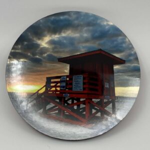 Siesta Key Red Lifeguard Stand - Round Hardboard Coaster