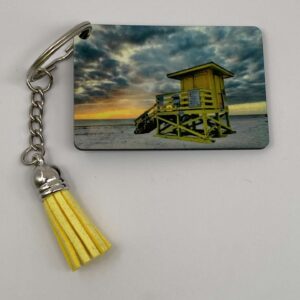Key Chain with tassle - Siesta Key Yellow Lifeguard Stand