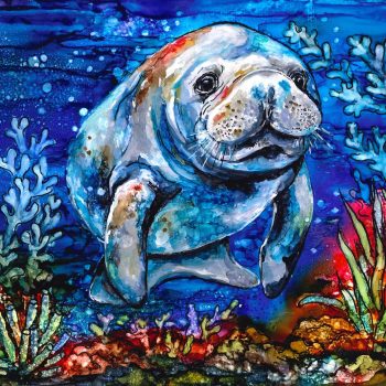 CUTE BABY SEA CALF (Baby Florida Manatee)

ORIGINAL ALCOHOL INK PAINTED ON WHITE MODELING FILM