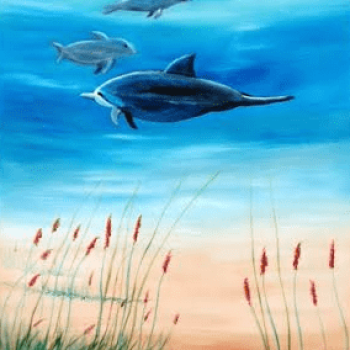 Art - #135516 - Dolphins Swimming Under Water - 24x36